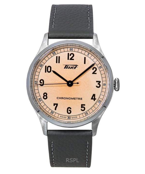 Orologio da uomo Tissot Heritage 1938 con cinturino in pelle e quadrante rosa automatico T142.464.16.332.00