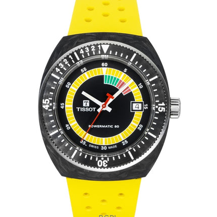 Orologio da uomo Tissot Sideral S con cinturino sintetico e quadrante nero, automatico, subacqueo, T145.407.97.057.00, 300 m