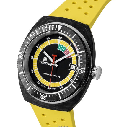 Orologio da uomo Tissot Sideral S con cinturino sintetico e quadrante nero, automatico, subacqueo, T145.407.97.057.00, 300 m