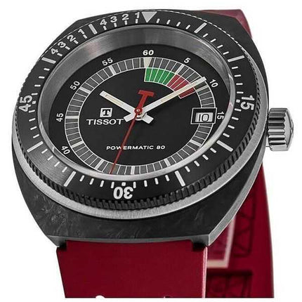 Tissot T-Sport Sideral Powermatic 80 cinturino in caucciù quadrante nero orologio automatico da sub T145.407.97.057.02 300M unis