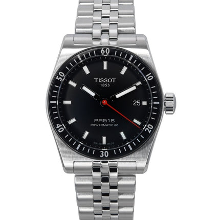 Orologio da uomo Tissot PR516 Powermatic 80 in acciaio inossidabile con quadrante nero automatico T149.407.11.051.00 100M
