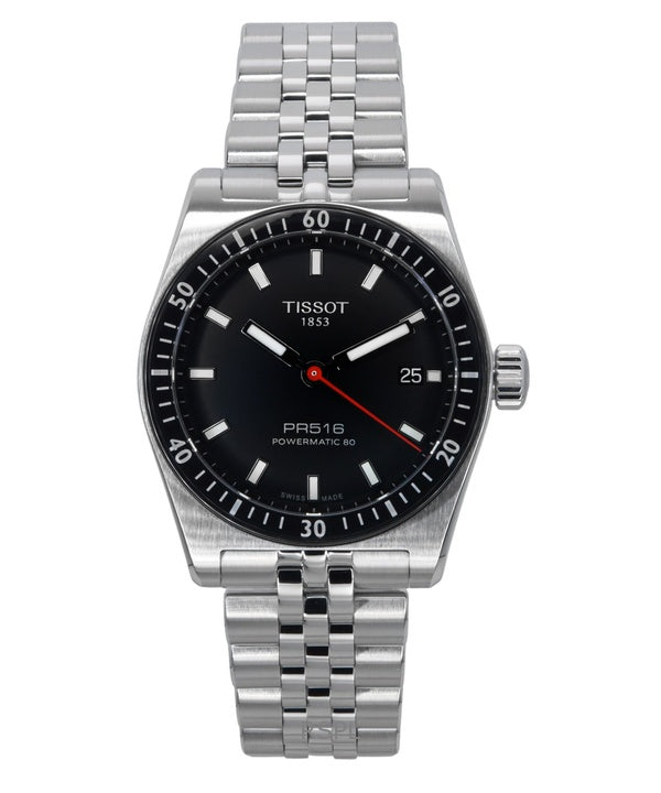 Orologio da uomo Tissot PR516 Powermatic 80 in acciaio inossidabile con quadrante nero automatico T149.407.11.051.00 100M