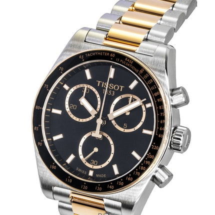 Tissot PR516 Chronograph Two Tone Stainless Steel Black Dial Quartz T149.417.22.051.01 100M Men's Watch