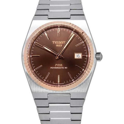 Orologio da uomo Tissot T-Gold PRX Powermatic 80 in acciaio inossidabile e lunetta in oro 18 carati automatico T931.407.41.291.0