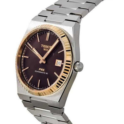 Orologio da uomo Tissot T-Gold PRX Powermatic 80 in acciaio inossidabile e lunetta in oro 18 carati automatico T931.407.41.291.0