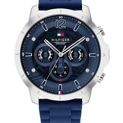Orologio da uomo Tommy Hilfiger Luca con cinturino in silicone multifunzione quadrante blu al quarzo 1710489