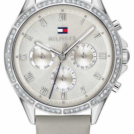 Tommy Hilfiger Ari Crystal Accents quadrante grigio cinturino in pelle quarzo 1782139 Orologio da donna