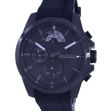 Orologio da uomo Tommy Hilfiger Decker quadrante nero cinturino in silicone al quarzo 1791352