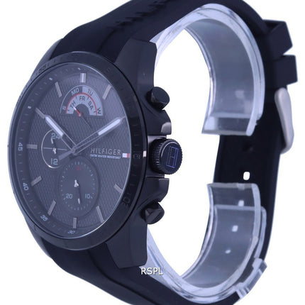 Orologio da uomo Tommy Hilfiger Decker quadrante nero cinturino in silicone al quarzo 1791352
