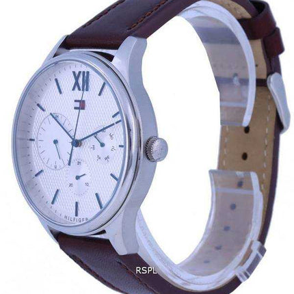 Orologio da uomo Tommy Hilfiger Damon in pelle quadrante bianco al quarzo TH-1791418.G