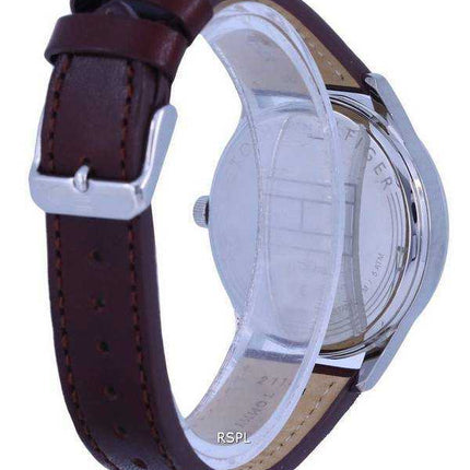 Orologio da uomo Tommy Hilfiger Damon in pelle quadrante bianco al quarzo TH-1791418.G