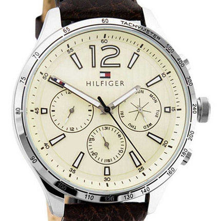 Orologio da uomo Tommy Hilfiger Gavin quadrante beige con cinturino in pelle al quarzo 1791467