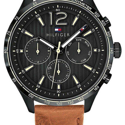 Orologio da uomo Tommy Hilfiger Gavin quadrante nero cinturino in pelle al quarzo 1791470