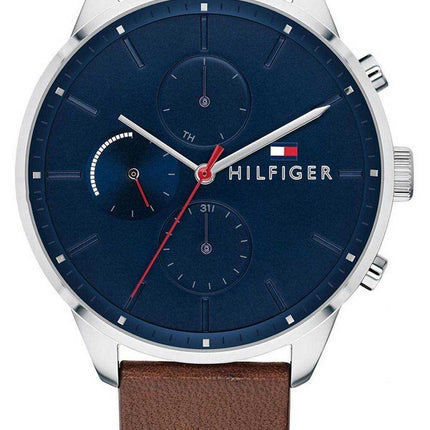 Orologio da uomo Tommy Hilfiger Chase quadrante blu cinturino in pelle al quarzo 1791487