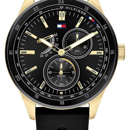 Orologio da uomo Tommy Hilfiger Austin quadrante nero cinturino in silicone al quarzo 1791636