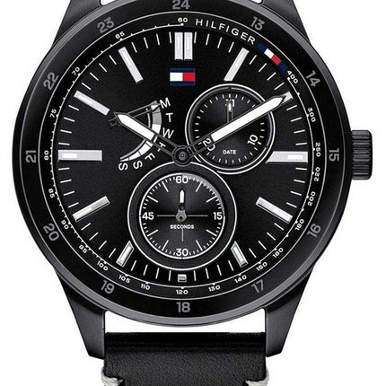 Tommy Hilfiger Austin quadrante nero cinturino in pelle quarzo 1791638 orologio da uomo