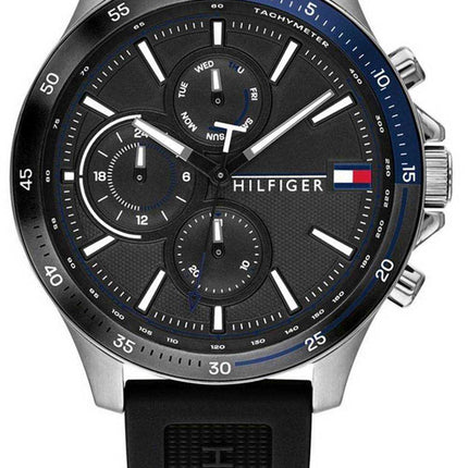 Orologio da uomo Tommy Hilfiger Bank quadrante nero cinturino in silicone 1791724