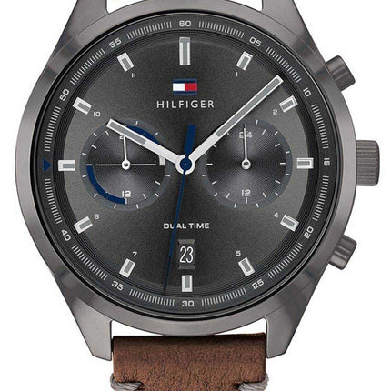 Orologio da uomo Tommy Hilfiger Bennett quadrante grigio cinturino in pelle al quarzo 1791730