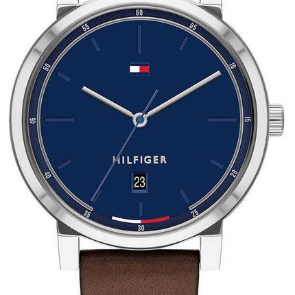 Orologio da uomo Tommy Hilfiger Thompson quadrante blu cinturino in pelle al quarzo 1791780 50M