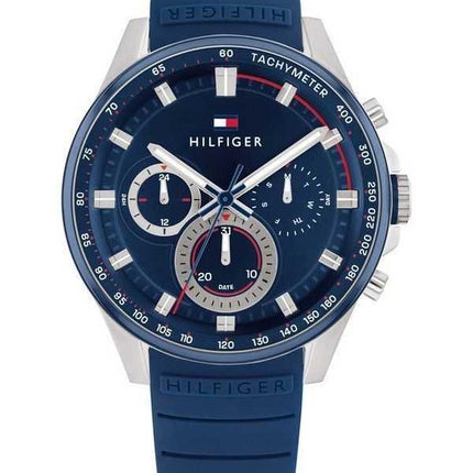 Orologio da uomo Tommy Hilfiger Max con cinturino in silicone multifunzione quadrante blu al quarzo 1791970
