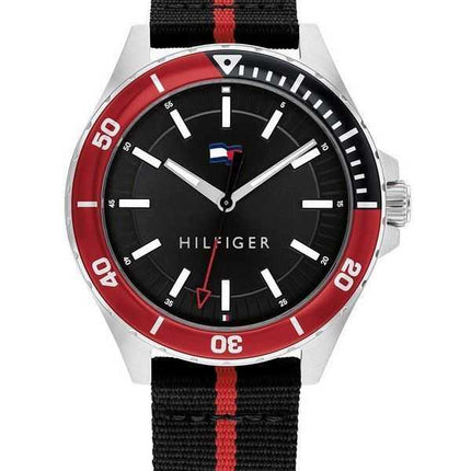 Orologio da uomo Tommy Hilfiger Logan cinturino in nylon quadrante nero al quarzo 1792010