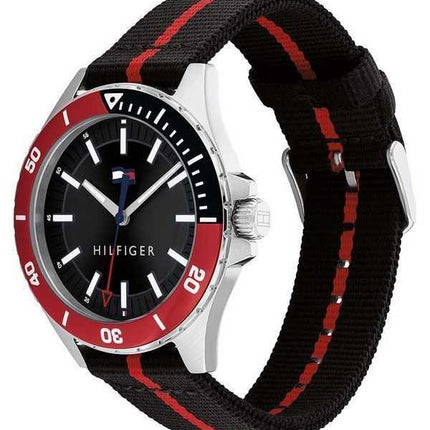 Orologio da uomo Tommy Hilfiger Logan cinturino in nylon quadrante nero al quarzo 1792010