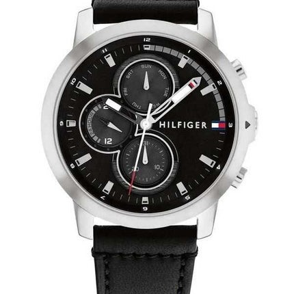 Orologio da uomo Tommy Hilfiger Jameson con cinturino in pelle multifunzione quadrante nero al quarzo 1792052