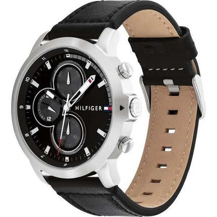 Orologio da uomo Tommy Hilfiger Jameson con cinturino in pelle multifunzione quadrante nero al quarzo 1792052