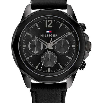 Orologio da uomo Tommy Hilfiger LARS con cinturino in pelle multifunzione quadrante nero al quarzo 1792062