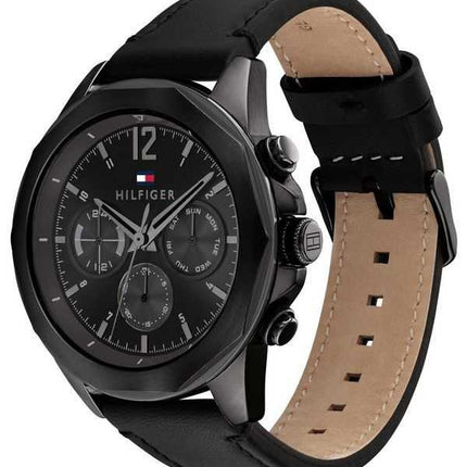 Orologio da uomo Tommy Hilfiger LARS con cinturino in pelle multifunzione quadrante nero al quarzo 1792062