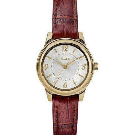 Timex Core quadrante argento cinturino in pelle quarzo TW2R85800 orologio da donna