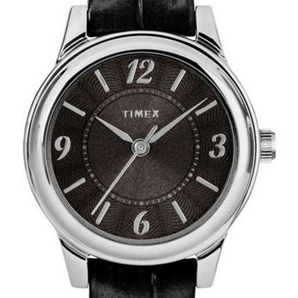 Orologio Timex Croco quadrante nero cinturino in pelle al quarzo TW2R86300 donna