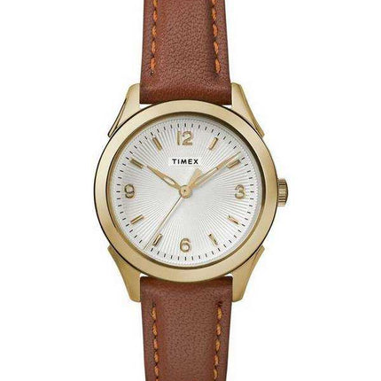 Orologio da donna Timex Torrington quadrante argento con cinturino in pelle al quarzo TW2R91100