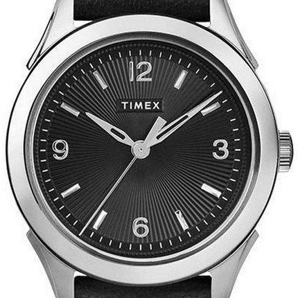 Timex Torrington quadrante nero cinturino in pelle quarzo TW2R91300 orologio da donna