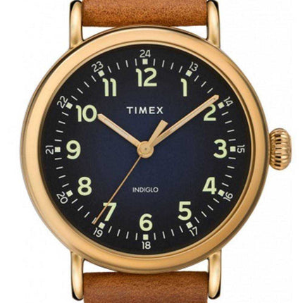 Timex Standard quadrante blu cinturino in pelle quarzo TW2T20000 orologio da uomo