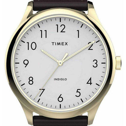 Orologio da uomo Timex Modern Easy Reader quadrante bianco con cinturino in pelle al quarzo TW2T71600