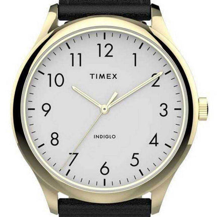 Orologio da uomo Timex Easy Reader quadrante bianco cinturino in pelle al quarzo TW2T71700