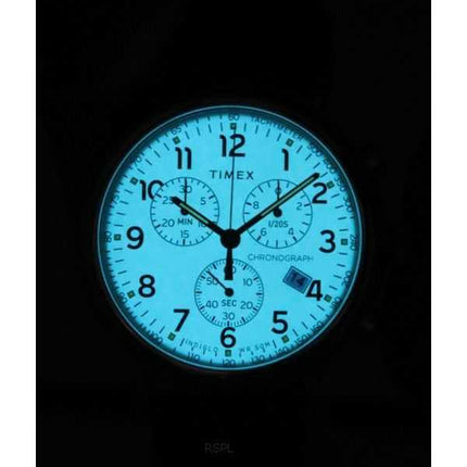 Orologio da uomo Timex Cronografo standard con cinturino in pelle quadrante beige luminoso al quarzo TW2V27600