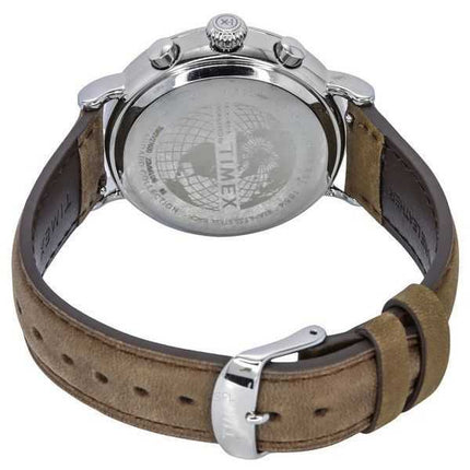 Orologio da uomo Timex Cronografo standard con cinturino in pelle quadrante beige luminoso al quarzo TW2V27600