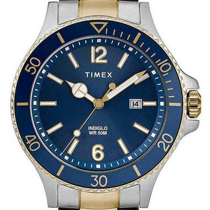 Orologio da uomo Timex Harbourside quadrante blu bicolore in acciaio inossidabile al quarzo TWG019600