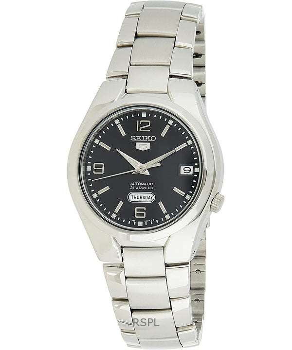 Orologio da uomo Seiko 5 ricondizionato con quadrante nero automatico SNK623K1