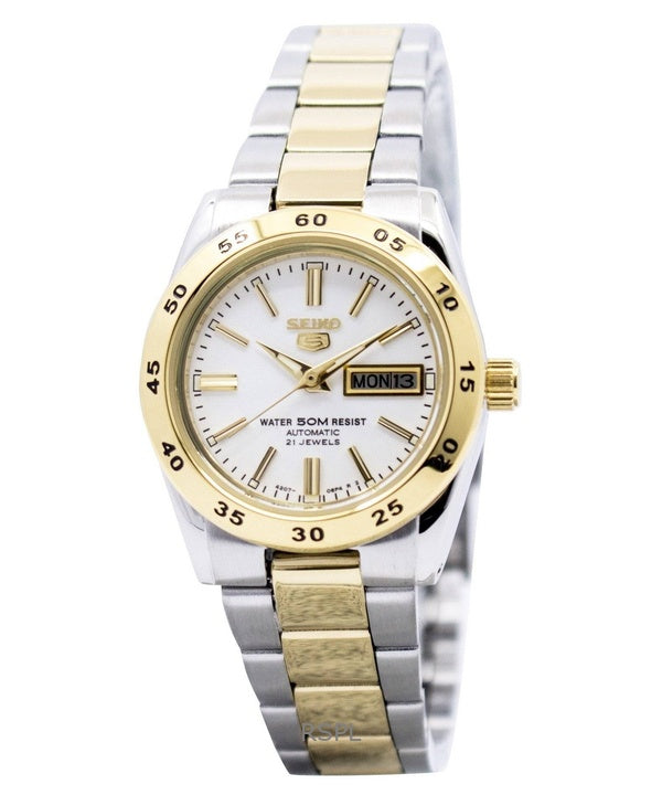 Orologio sportivo automatico Seiko 5 con quadrante bianco, SYMG42K1, da donna, ricondizionato