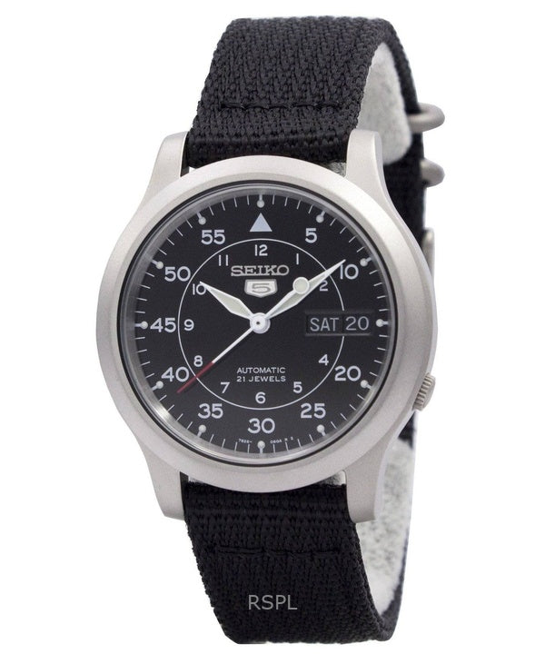 Orologio da uomo Seiko 5 Military con quadrante nero automatico SNK809K2, ricondizionato