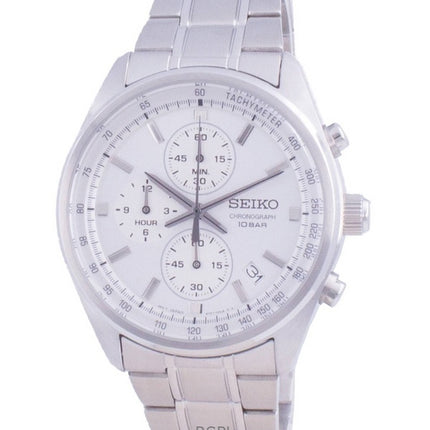 Orologio da uomo Seiko Cronografo al quarzo con quadrante bianco SSB375P1 100M ricondizionato