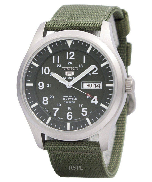 Orologio da uomo Seiko 5 Military Automatic Sports ricondizionato, prodotto in Giappone, SNZG09J1