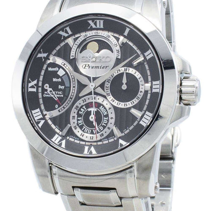 Orologio da uomo Seiko Premier SRX013 SRX013P1 SRX013P Kinetic Direct Drive Moon fasi ricondizionato