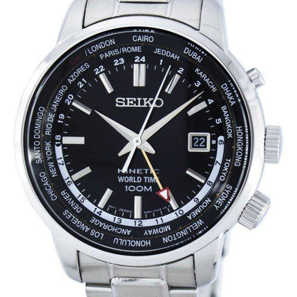 Orologio da uomo Seiko Kinetic World Time GMT SUN069 SUN069P1 SUN069P 100M ricondizionato
