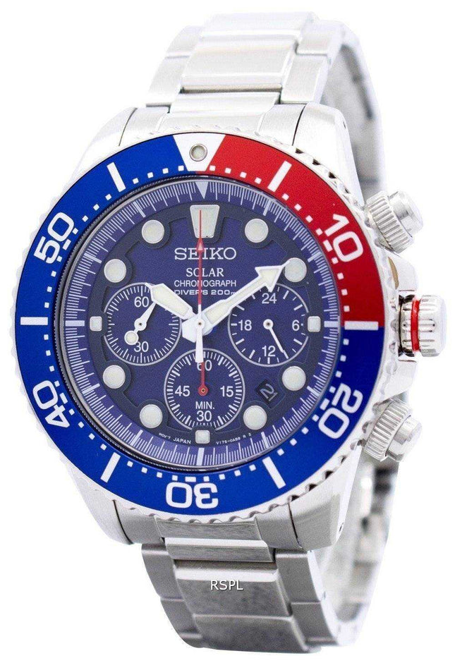 Orologio da uomo Seiko Prospex Divers SSC019 SSC019P1 SSC019P Solar Chronograph 200M ricondizionato