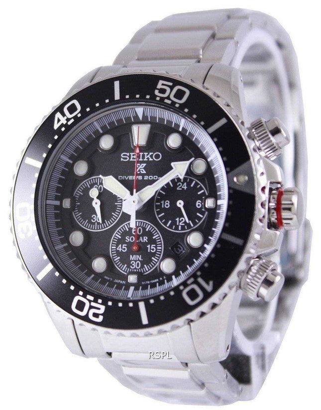 Orologio da uomo Seiko Prospex Diver&#39;s Solar Chronograph SSC015 SSC015P1 SSC015P 200M ricondizionato