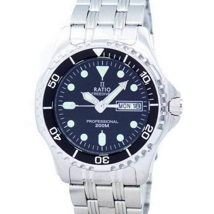 Orologio da uomo professionale al quarzo zaffiro 36JL140 200M di Ratio Free Diver ricondizionato